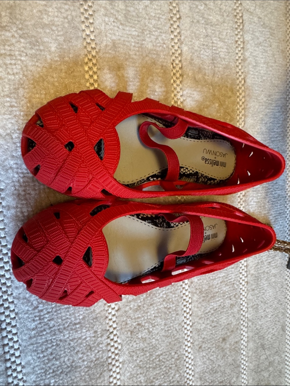 Jason Wu Red Woven Mary Jane Flats for Kids